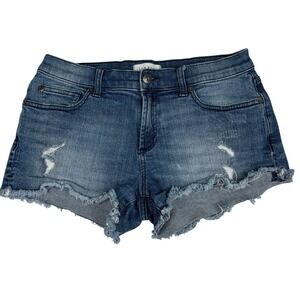 Lila Ryan Women's Kedzie Denim Shorts Size 27 Distressed Frayed Raw Hem Stretch